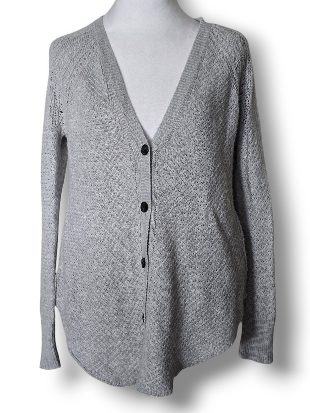 American Eagle Grey Knit Button Front Cardigan Sweater W/ Pockets - Size XS